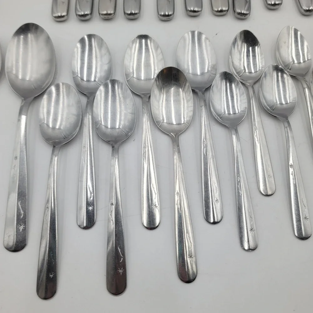 28pc Imperial International Star Time Stainless Flatware Set Atomic Starburst